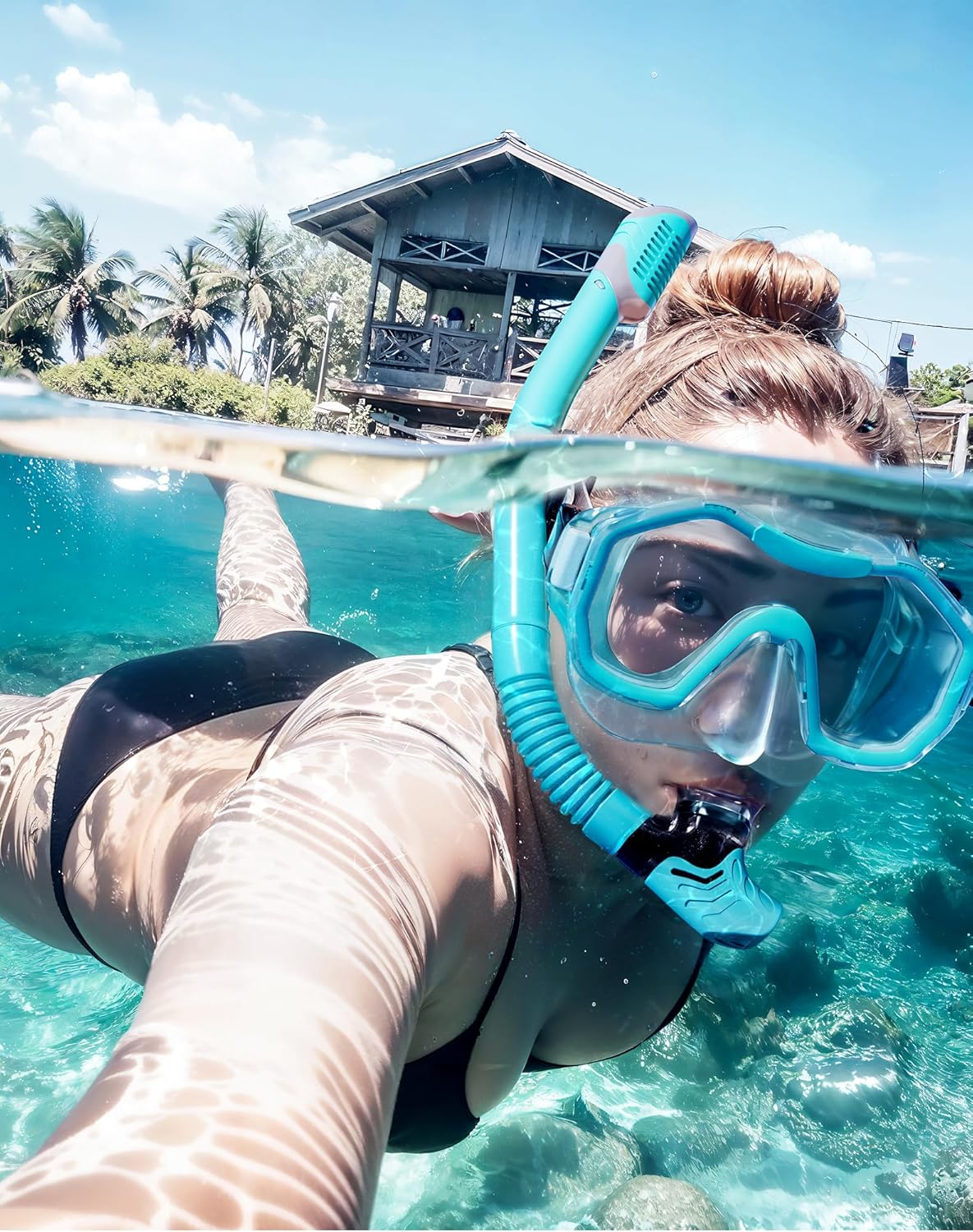 Snorkeling Gear for Adults, Dry-Top Snorkel Set, 180掳Panoramic Wide View Diving Mask Breathing Freely Snorkel Mask for Snorkeling Scuba Diving Swimming Travel
