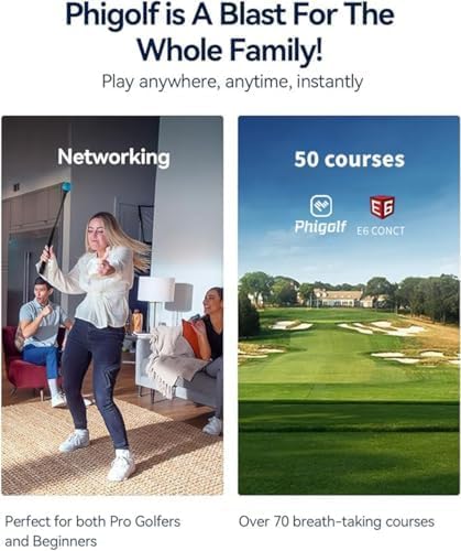 Home Golf Game Simulator: Enjoy Interactive Golf with Motion Sensor & Swing Stick for Indoor & Outdoor Fun �� 38,000+ Courses Worldwide, Compatible with Android, iOS, App & E6 Connect