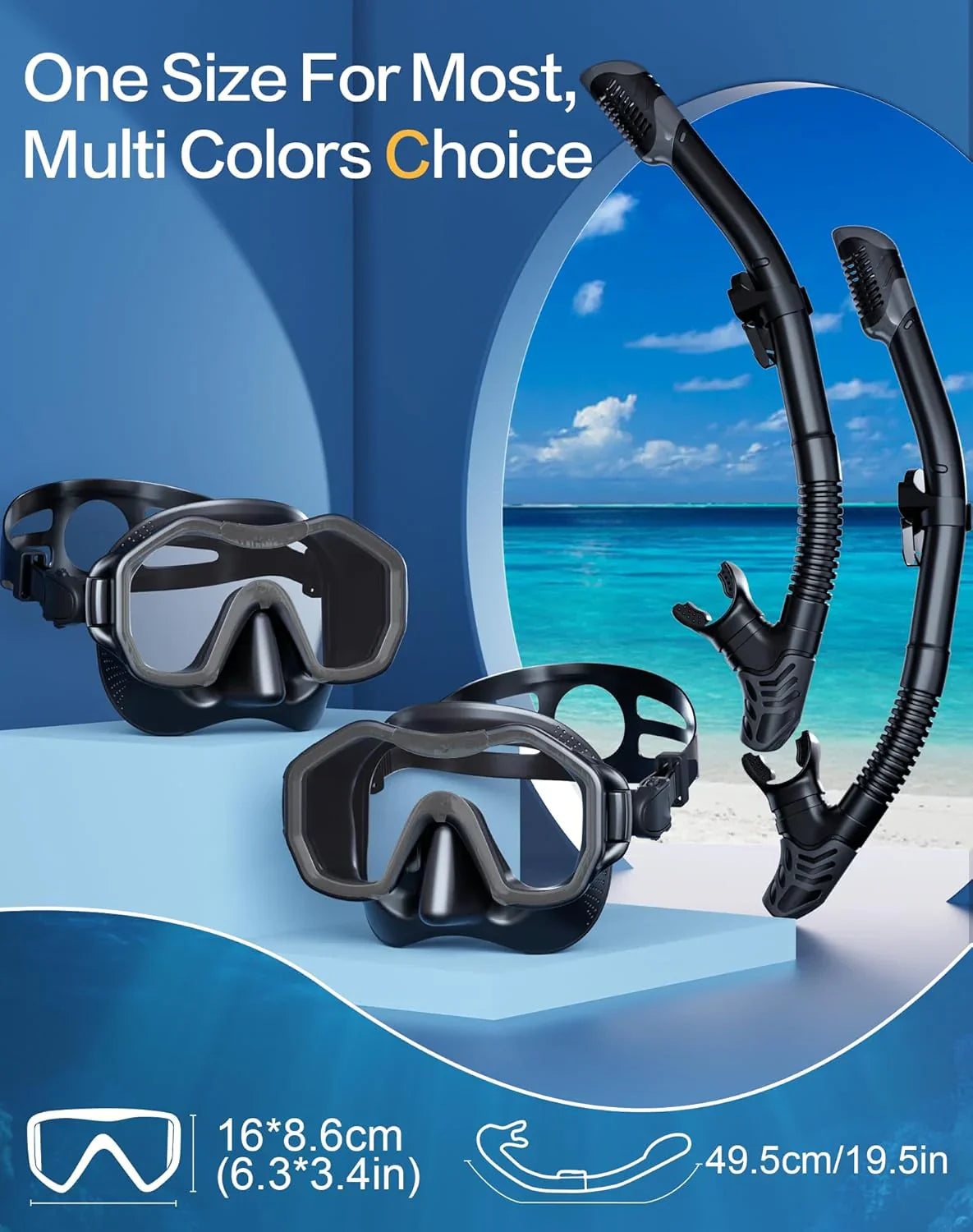 Snorkeling Gear for Adults, Dry-Top Snorkel Set, 180掳Panoramic Wide View Diving Mask Breathing Freely Snorkel Mask for Snorkeling Scuba Diving Swimming Travel