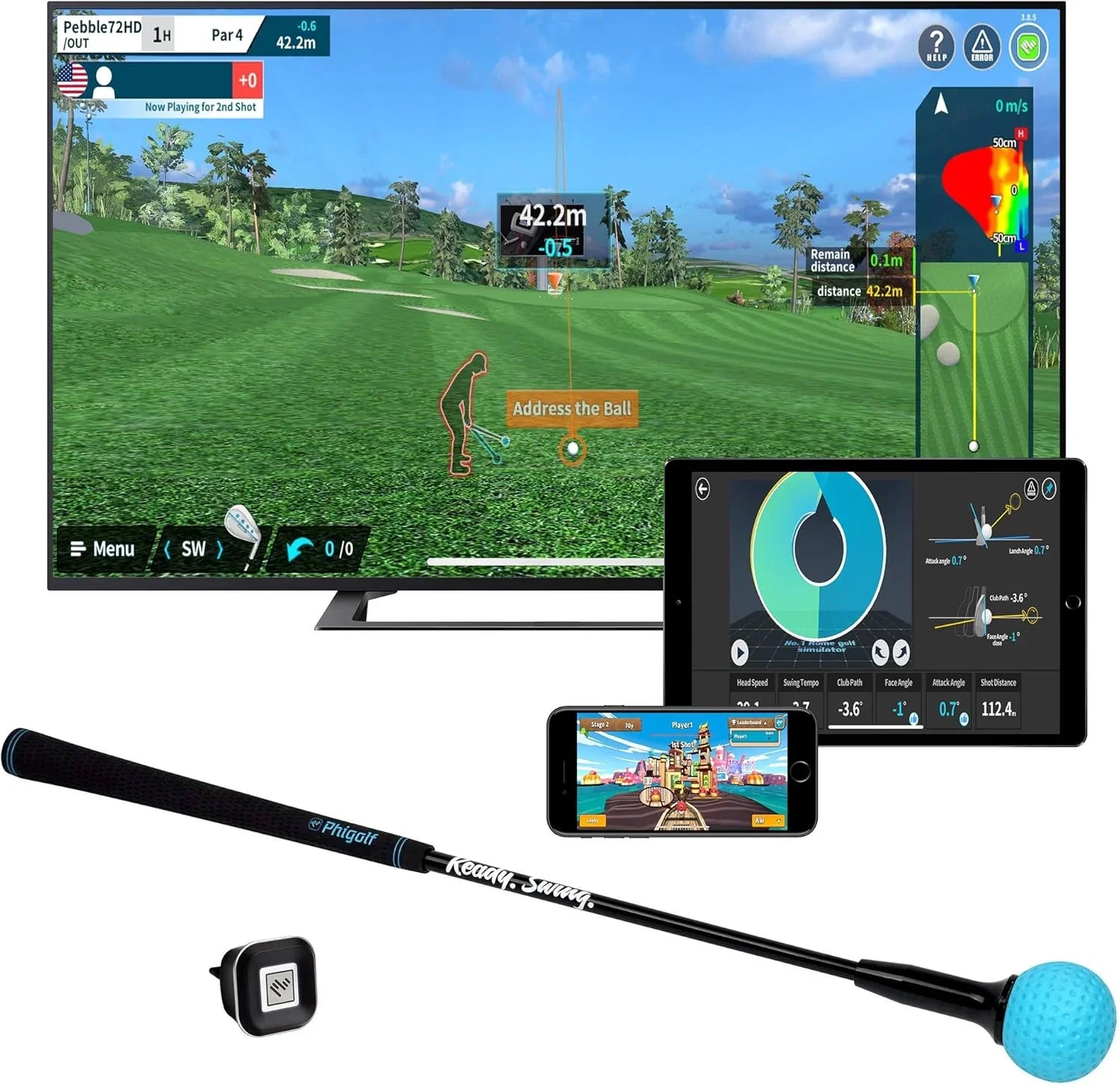 Home Golf Game Simulator: Enjoy Interactive Golf with Motion Sensor & Swing Stick for Indoor & Outdoor Fun �� 38,000+ Courses Worldwide, Compatible with Android, iOS, App & E6 Connect