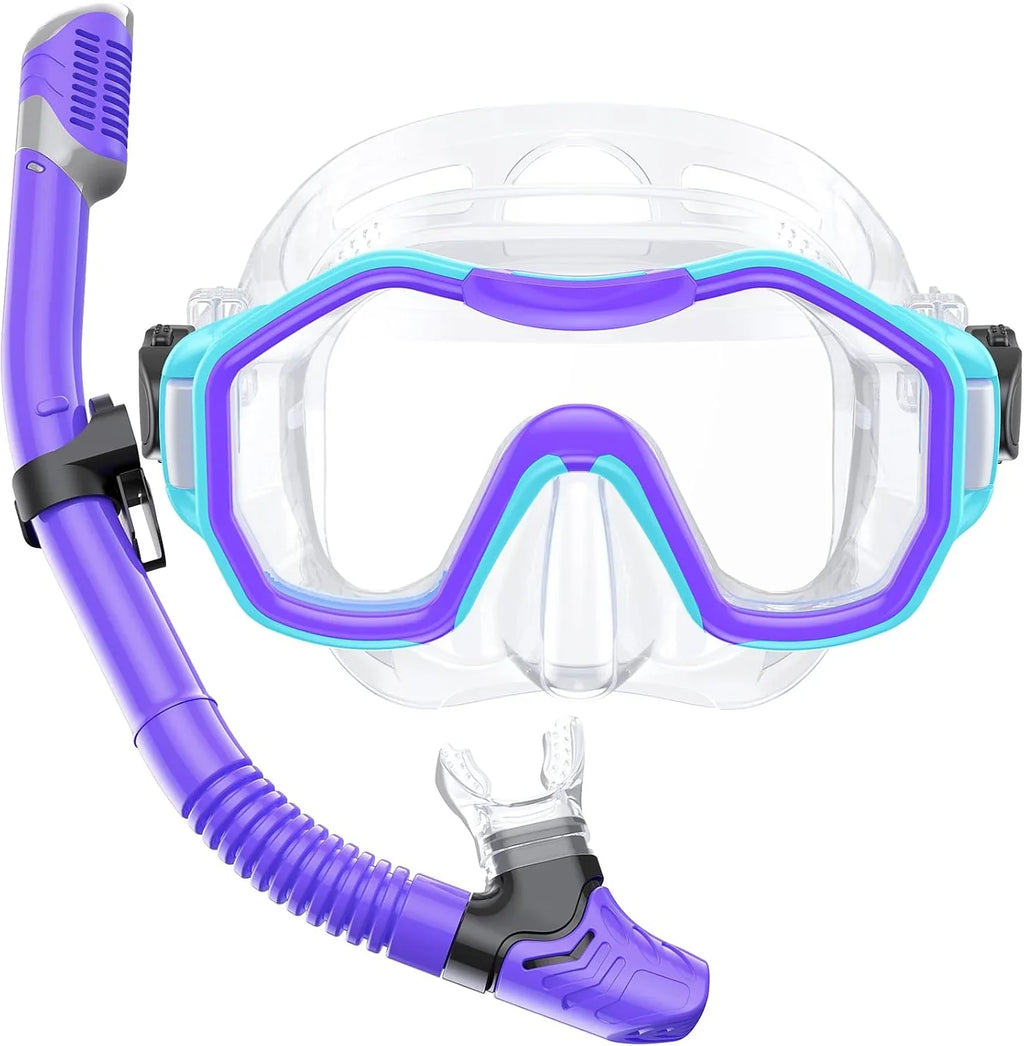 Snorkeling Gear for Adults, Dry-Top Snorkel Set, 180掳Panoramic Wide View Diving Mask Breathing Freely Snorkel Mask for Snorkeling Scuba Diving Swimming Travel