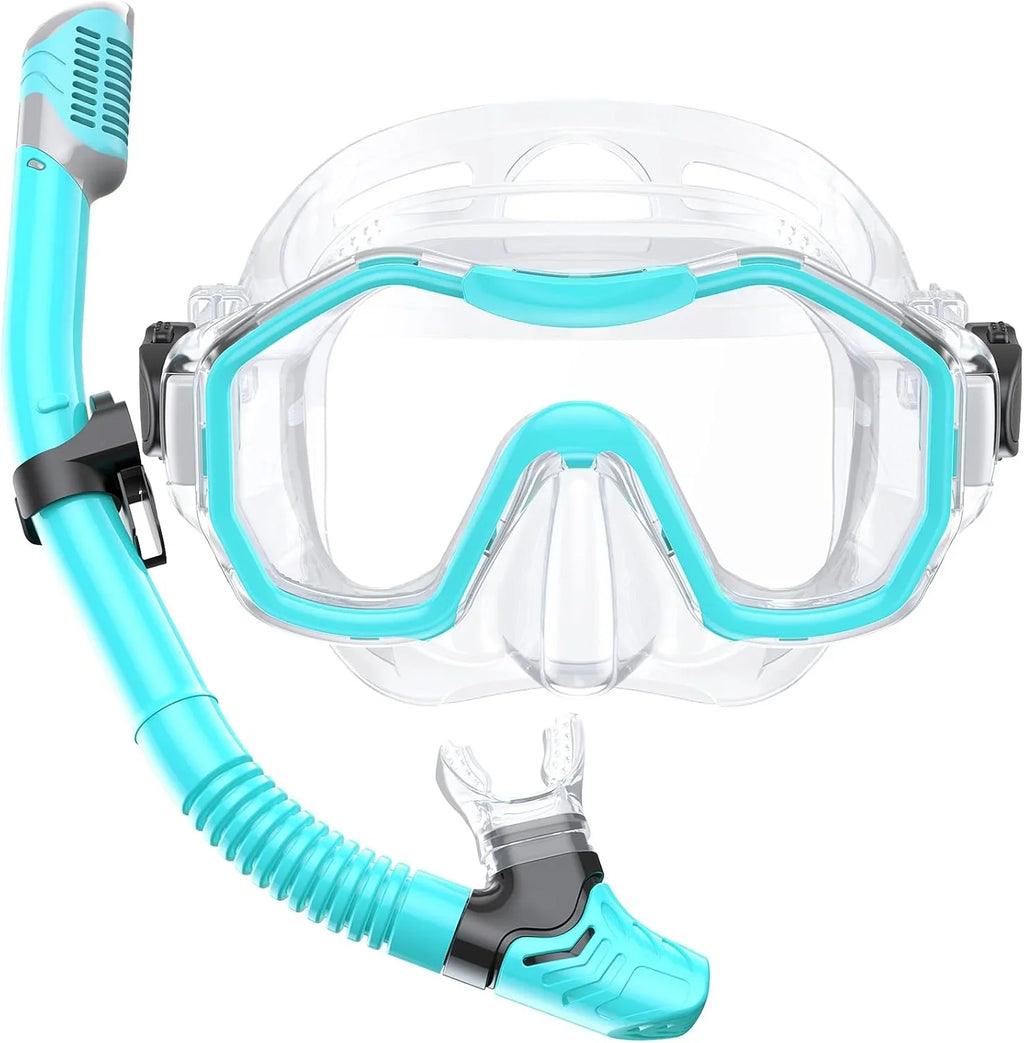 Snorkeling Gear for Adults, Dry-Top Snorkel Set, 180掳Panoramic Wide View Diving Mask Breathing Freely Snorkel Mask for Snorkeling Scuba Diving Swimming Travel