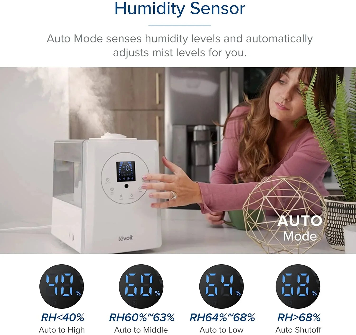 Humidifiers for Bedroom Large Room 6L Warm and Cool Mist for Families Plants with Built-in Humidity Sensor