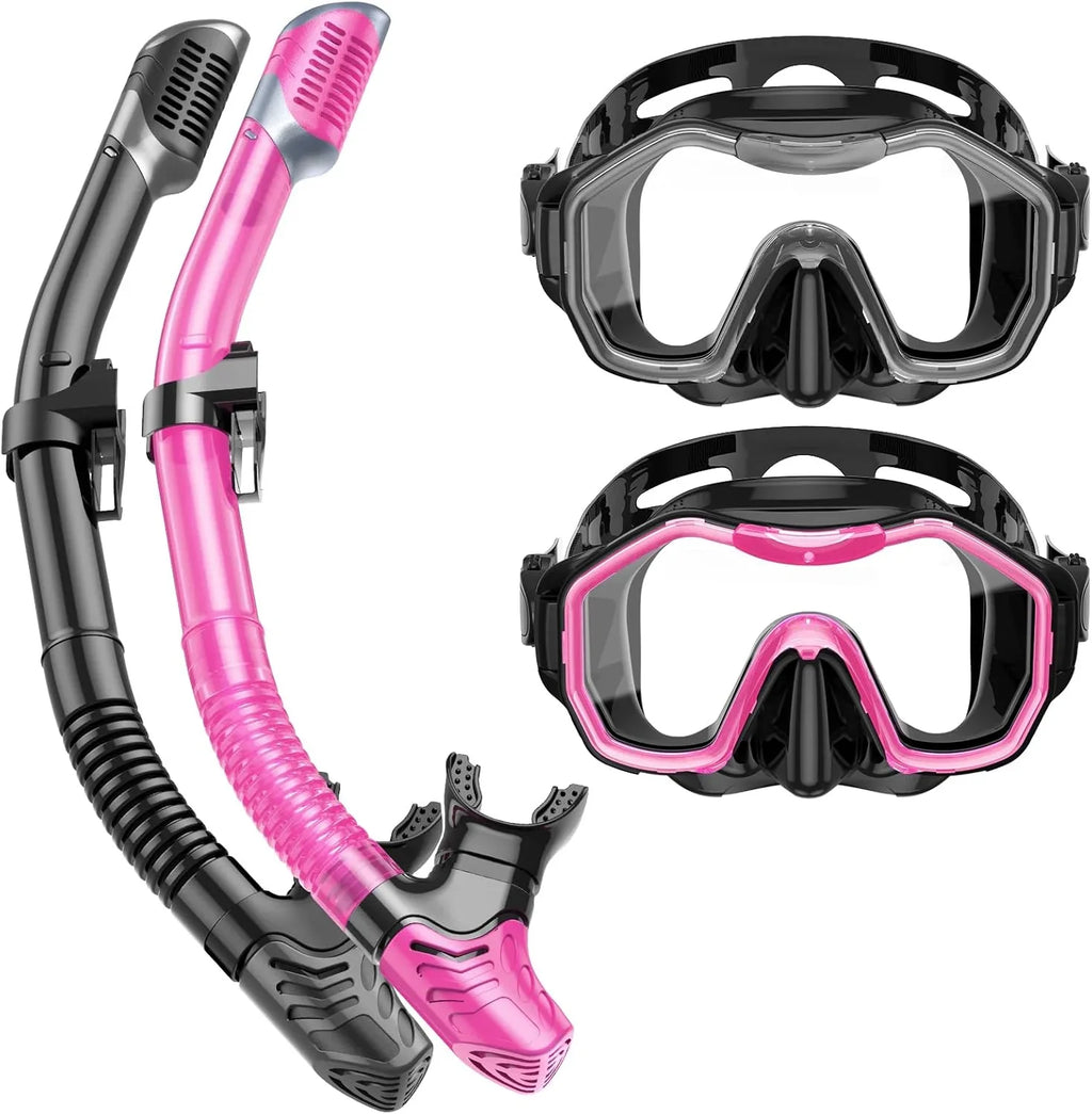 Snorkeling Gear for Adults, Dry-Top Snorkel Set, 180掳Panoramic Wide View Diving Mask Breathing Freely Snorkel Mask for Snorkeling Scuba Diving Swimming Travel