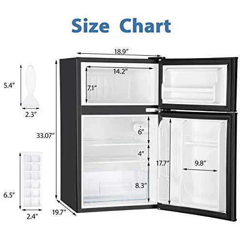 Euhomy Mini Fridge with Freezer, 3.2 Cu.Ft Mini Refrigerator with Freezer