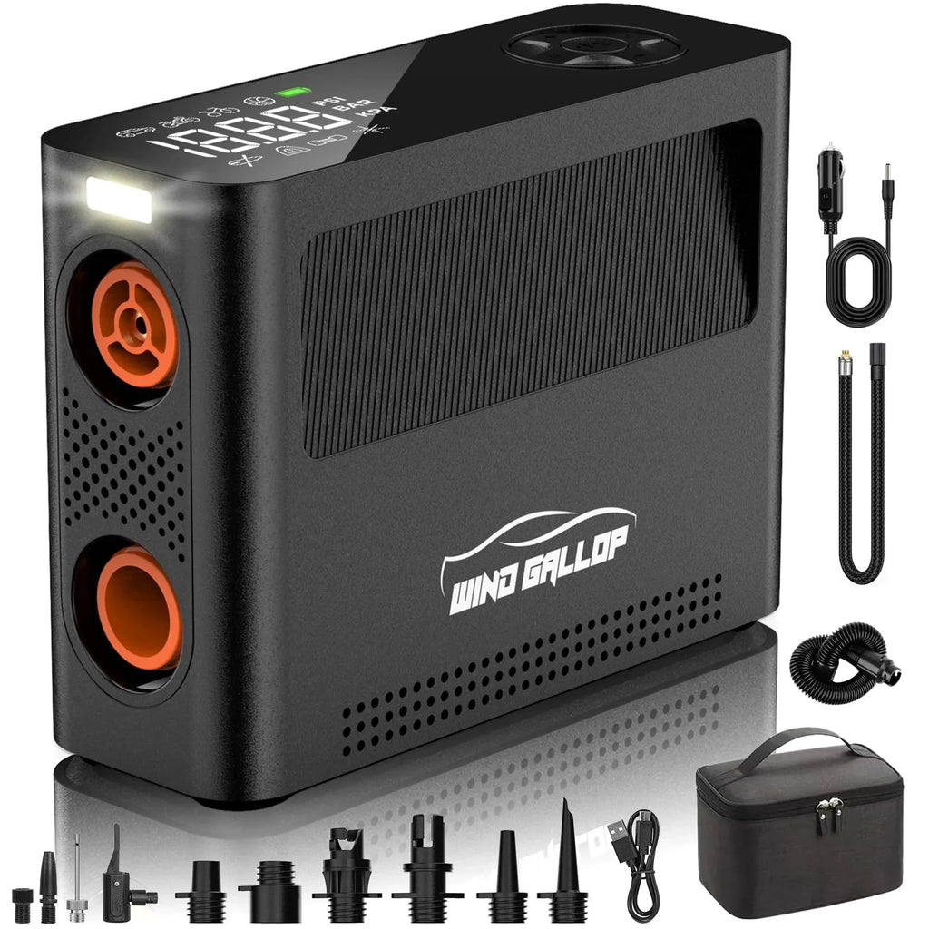 Tire Inflator Portable Air Compressor, Rechargeable Electric Paddle Board Pump 150PSI, 3X Faster Inflation 9 Pump Modes,Auto Air Pump for Car Tires Motorcycle Bike Ball SUP Tent Kayak Float