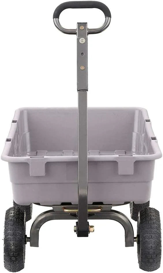 Heavy Duty Poly Utility Dump Wagon Garden Cart w/Pneumatic Tires, 6 Cu Ft - 1200 lb Capacity Outdoor Wheelbarrow for Yard, Landscaping & Gardening, Lawn Tractor or ATV Towable-Gorilla Carts