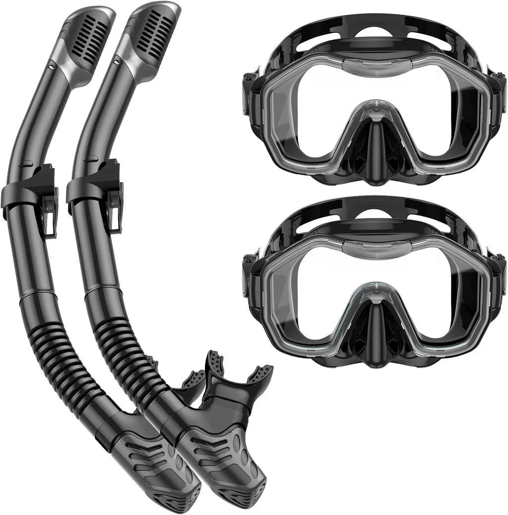 Snorkeling Gear for Adults, Dry-Top Snorkel Set, 180掳Panoramic Wide View Diving Mask Breathing Freely Snorkel Mask for Snorkeling Scuba Diving Swimming Travel