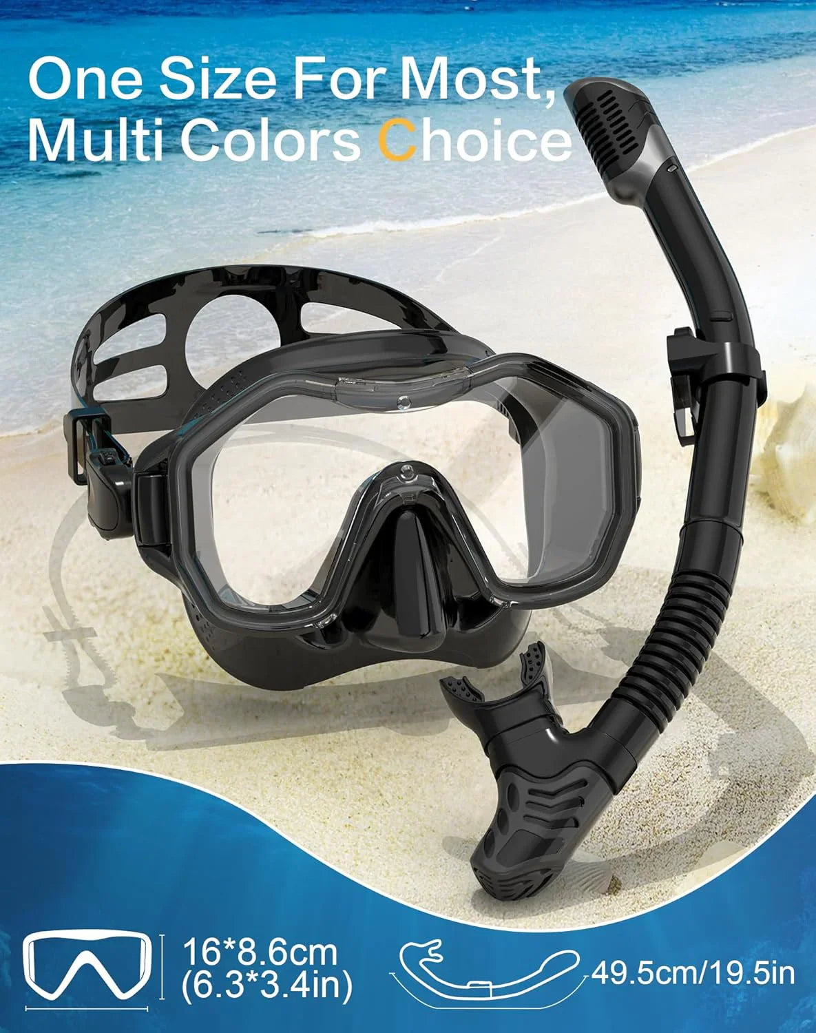 Snorkeling Gear for Adults, Dry-Top Snorkel Set, 180掳Panoramic Wide View Diving Mask Breathing Freely Snorkel Mask for Snorkeling Scuba Diving Swimming Travel