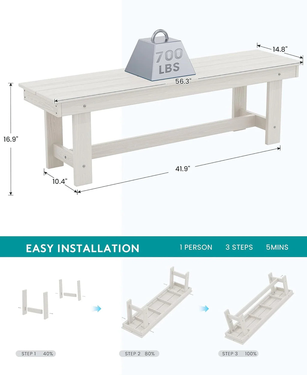SERWALL 7-Piece Patio Table Set, Outdoor HDPE Dining Furniture with Umbrella Hole, All Weather Table and Chairs for Lawn, Garden, Poolside, Aruba