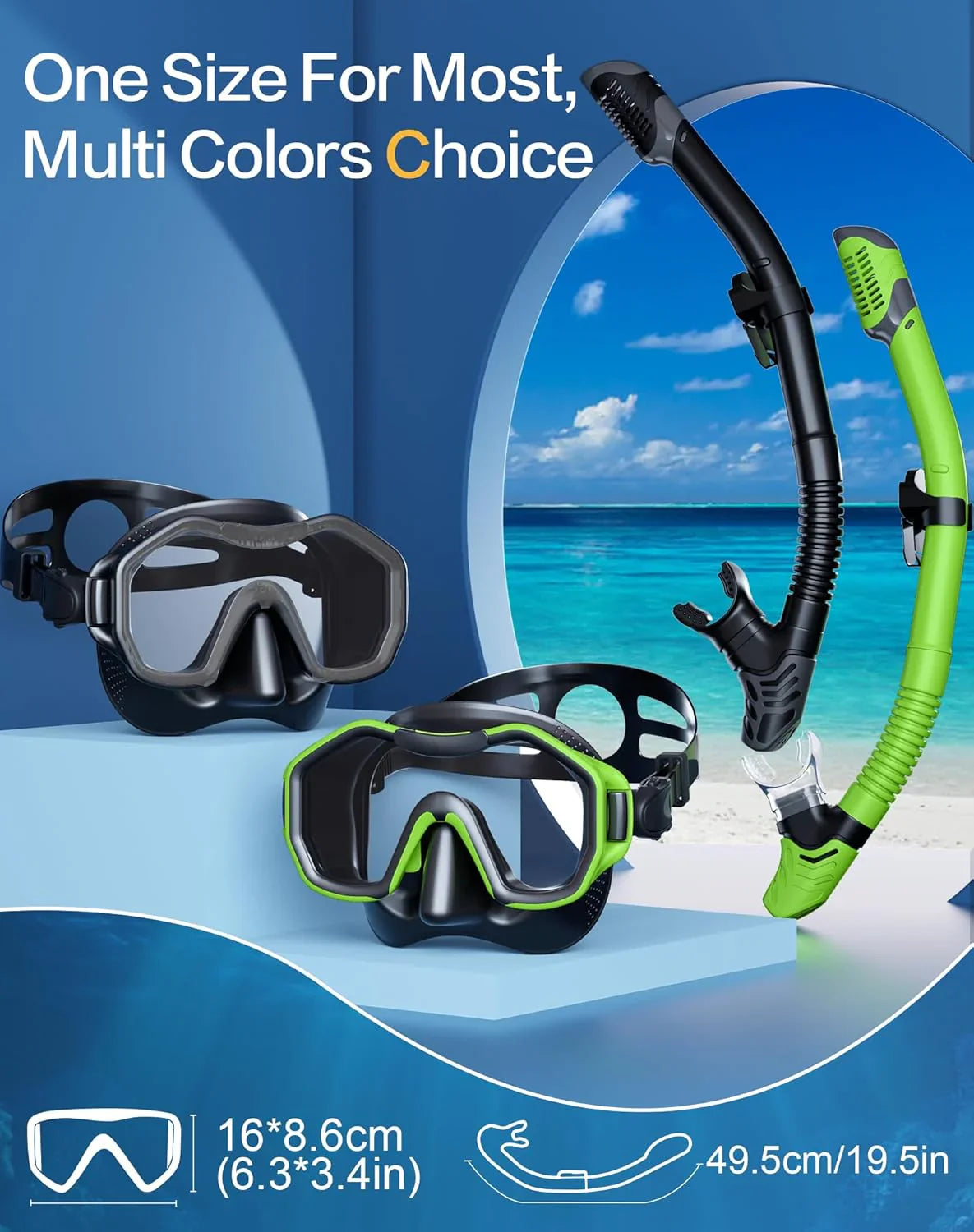 Snorkeling Gear for Adults, Dry-Top Snorkel Set, 180掳Panoramic Wide View Diving Mask Breathing Freely Snorkel Mask for Snorkeling Scuba Diving Swimming Travel