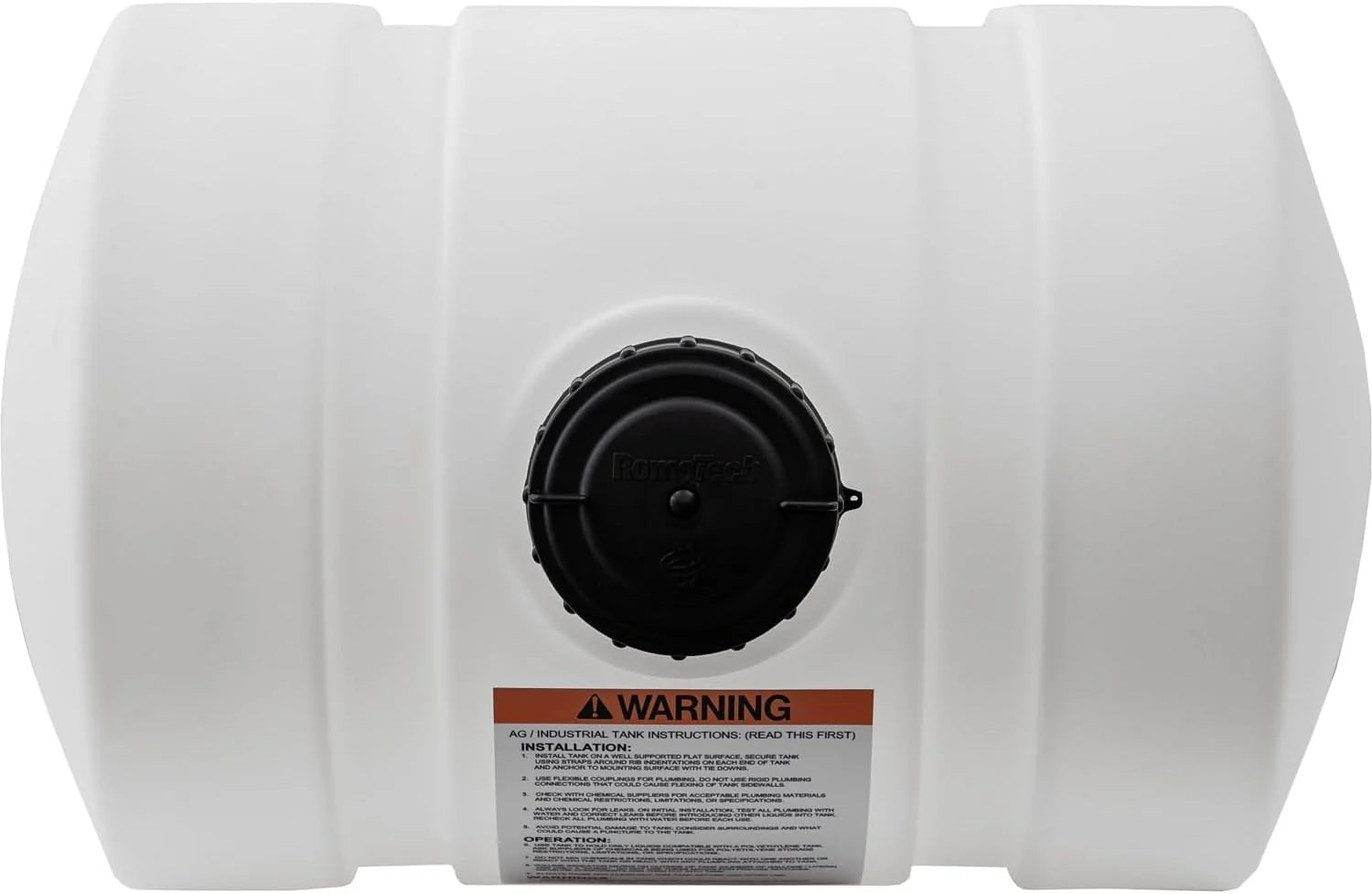 Horizontal Polyethylene Reservoir Water Tank with Legs, 550 Gallon, Made in the USA, Poly Tank for Water and Non-Flammable Liquids, Rust and Corrosion Proof