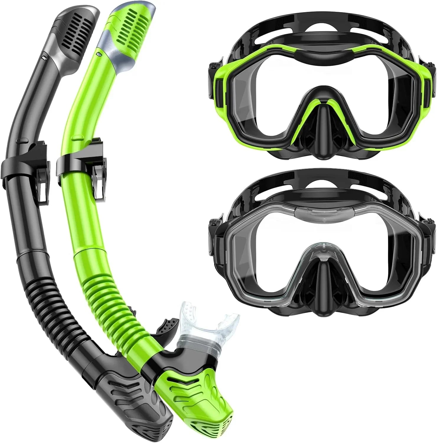 Snorkeling Gear for Adults, Dry-Top Snorkel Set, 180掳Panoramic Wide View Diving Mask Breathing Freely Snorkel Mask for Snorkeling Scuba Diving Swimming Travel