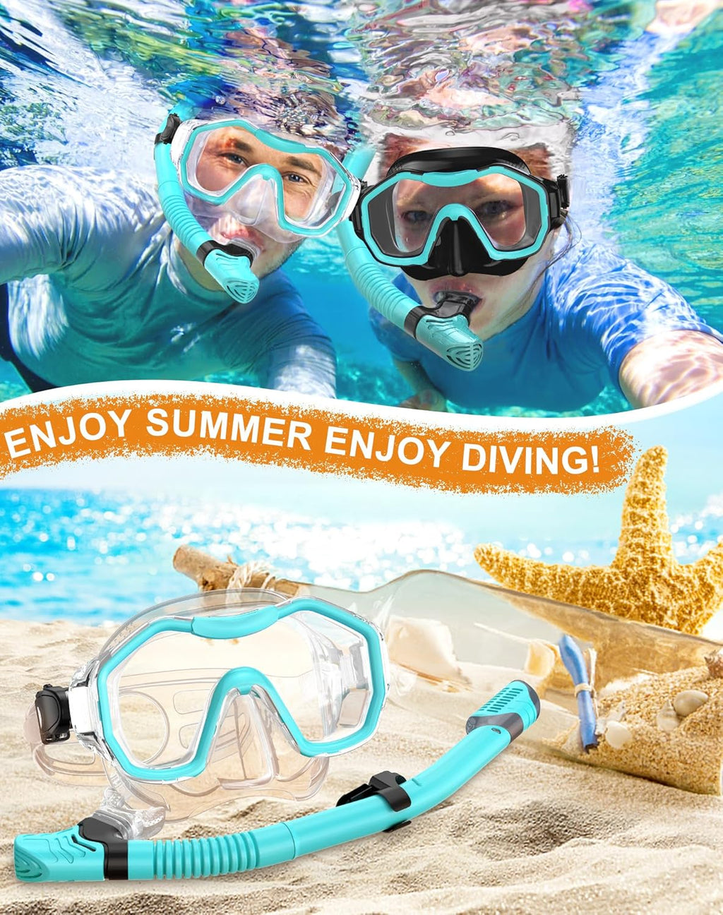 Snorkeling Gear for Adults, Dry-Top Snorkel Set, 180掳Panoramic Wide View Diving Mask Breathing Freely Snorkel Mask for Snorkeling Scuba Diving Swimming Travel