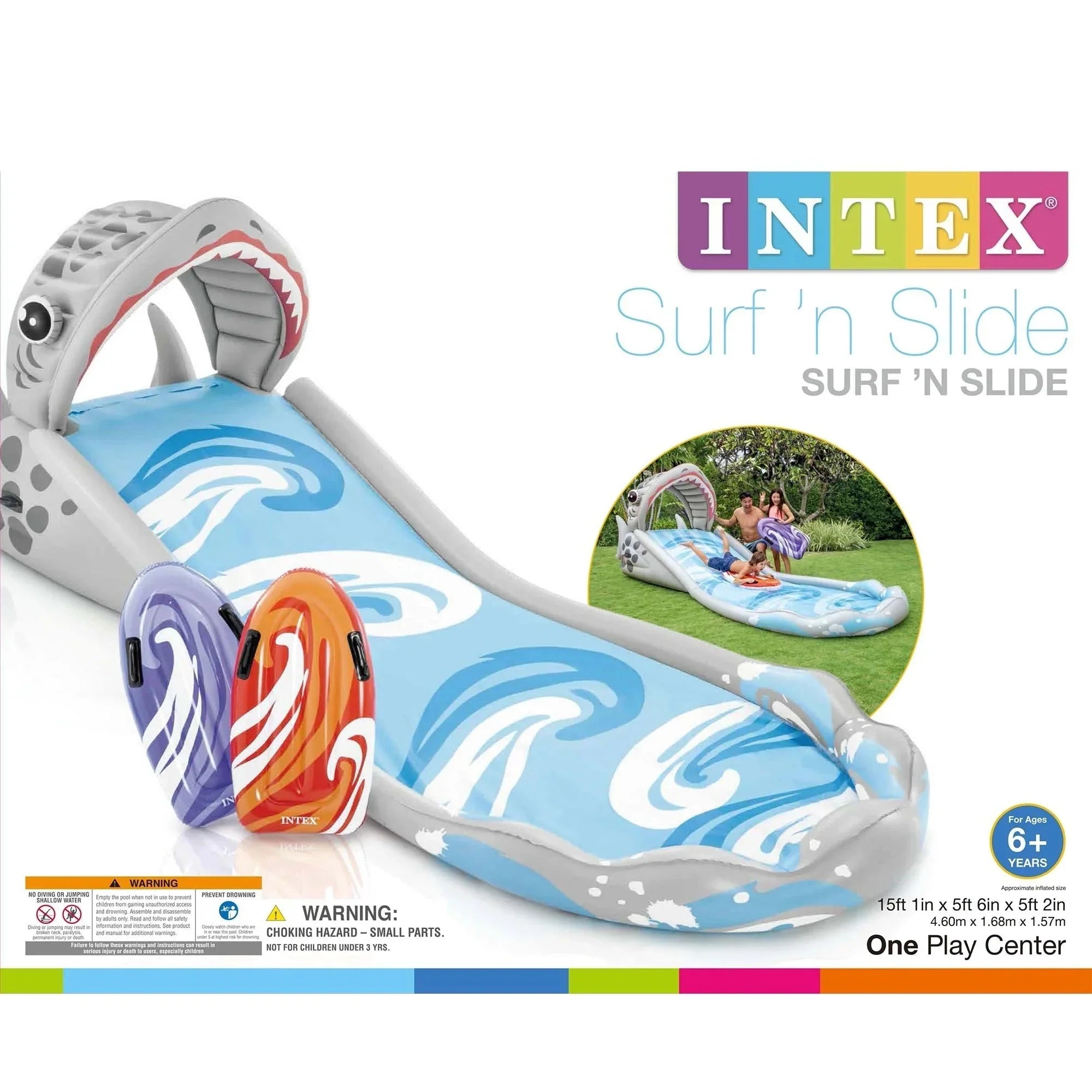 Inflatable Backyard Water Slide with Surf Riders & Electric Air Pump