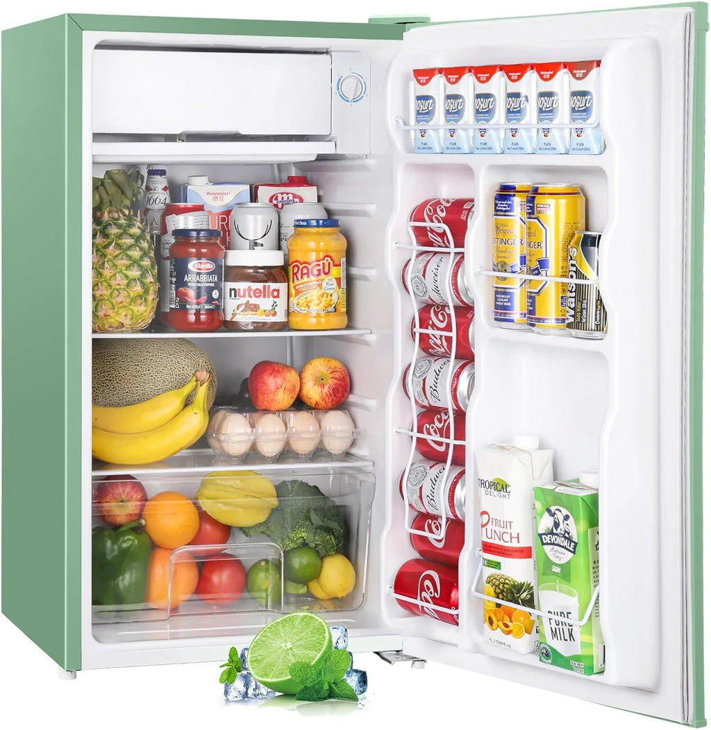 Upstreman 3.2 Cu.Ft Mini Fridge with Freezer – Single Door Compact Refrigerator for Dorm, Bedroom, or Office – Adjustable Thermostat, Black (BR321)
