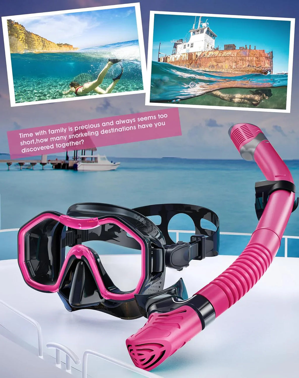 Snorkeling Gear for Adults, Dry-Top Snorkel Set, 180掳Panoramic Wide View Diving Mask Breathing Freely Snorkel Mask for Snorkeling Scuba Diving Swimming Travel