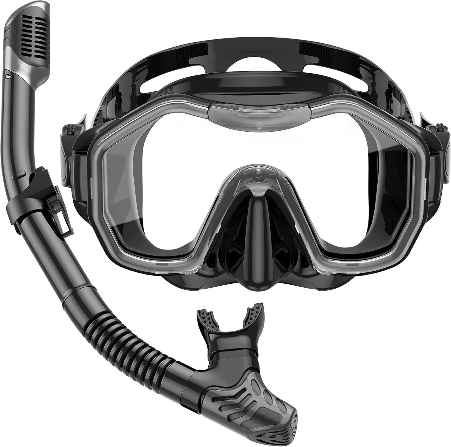 Snorkeling Gear for Adults, Dry-Top Snorkel Set, 180掳Panoramic Wide View Diving Mask Breathing Freely Snorkel Mask for Snorkeling Scuba Diving Swimming Travel
