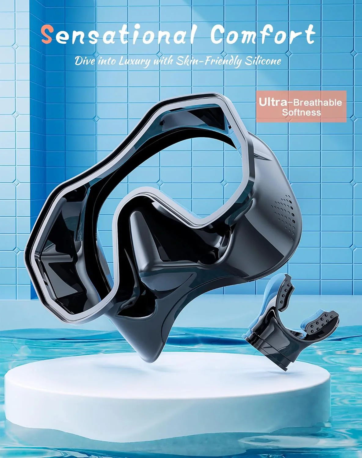 Snorkeling Gear for Adults, Dry-Top Snorkel Set, 180掳Panoramic Wide View Diving Mask Breathing Freely Snorkel Mask for Snorkeling Scuba Diving Swimming Travel