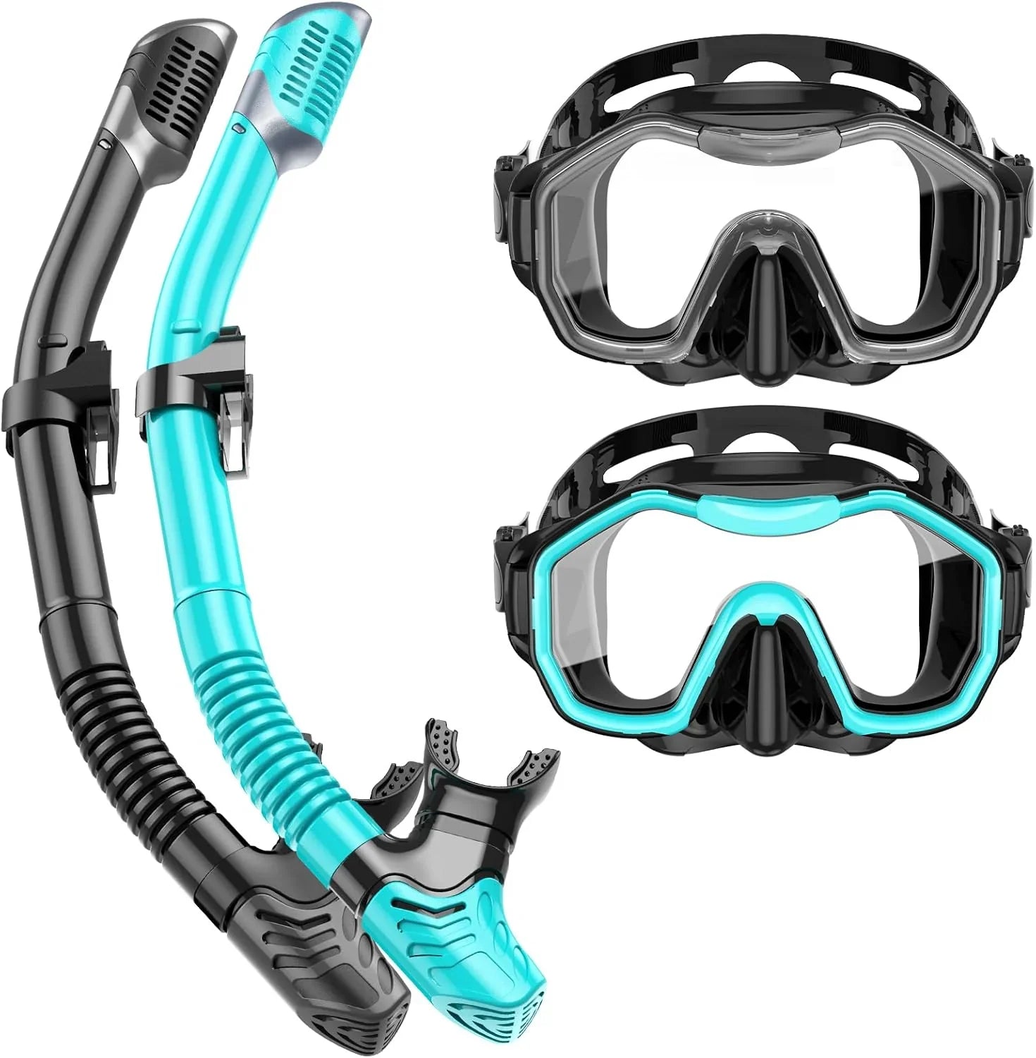 Snorkeling Gear for Adults, Dry-Top Snorkel Set, 180掳Panoramic Wide View Diving Mask Breathing Freely Snorkel Mask for Snorkeling Scuba Diving Swimming Travel