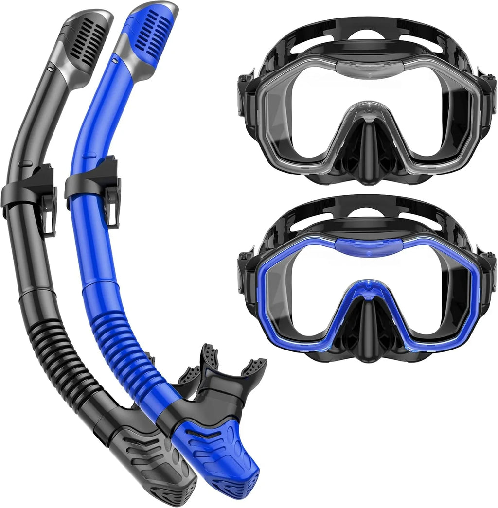 Snorkeling Gear for Adults, Dry-Top Snorkel Set, 180掳Panoramic Wide View Diving Mask Breathing Freely Snorkel Mask for Snorkeling Scuba Diving Swimming Travel