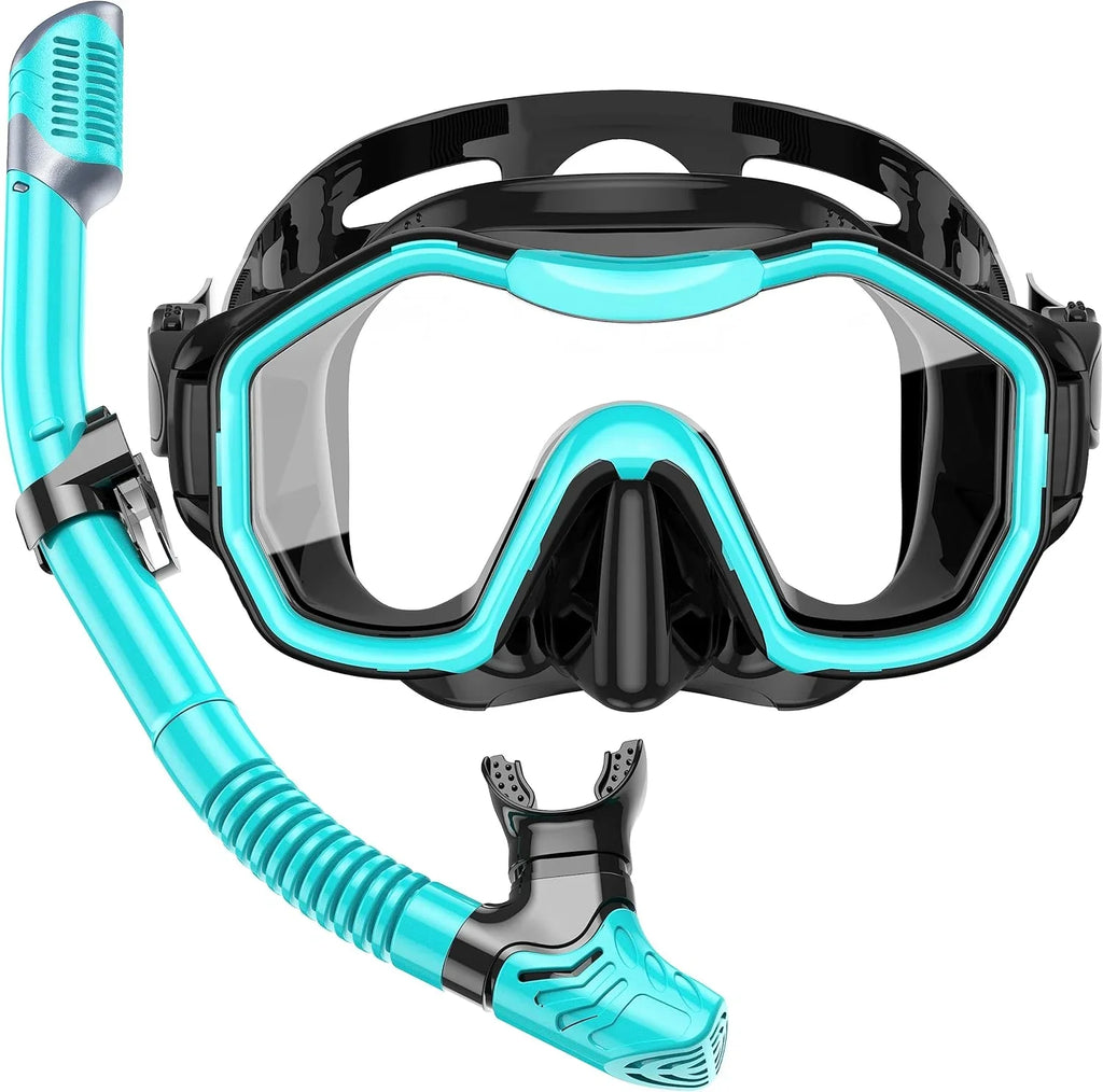 Snorkeling Gear for Adults, Dry-Top Snorkel Set, 180掳Panoramic Wide View Diving Mask Breathing Freely Snorkel Mask for Snorkeling Scuba Diving Swimming Travel