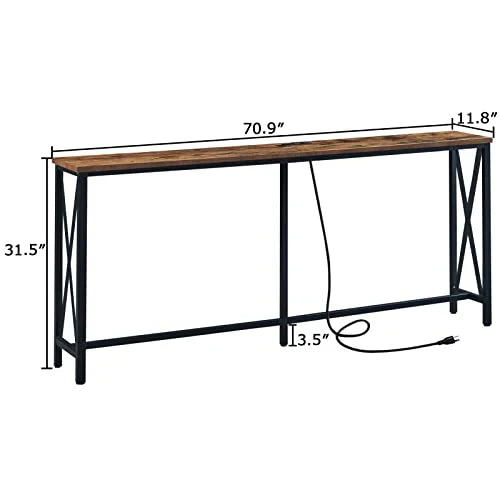 SUPERJARE 70 Inch Console Table with 2 Outlet and 2 USB Ports