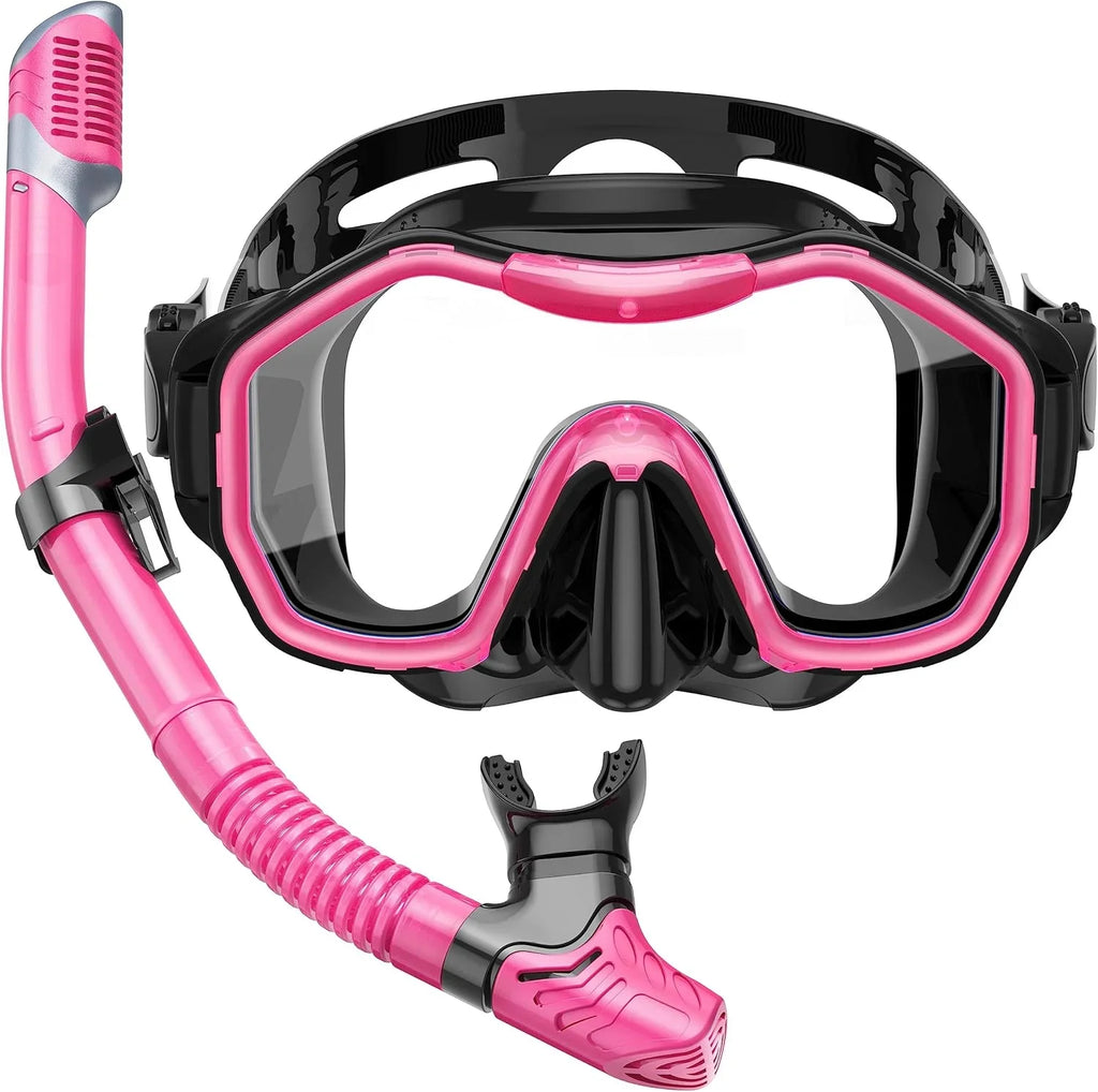 Snorkeling Gear for Adults, Dry-Top Snorkel Set, 180掳Panoramic Wide View Diving Mask Breathing Freely Snorkel Mask for Snorkeling Scuba Diving Swimming Travel