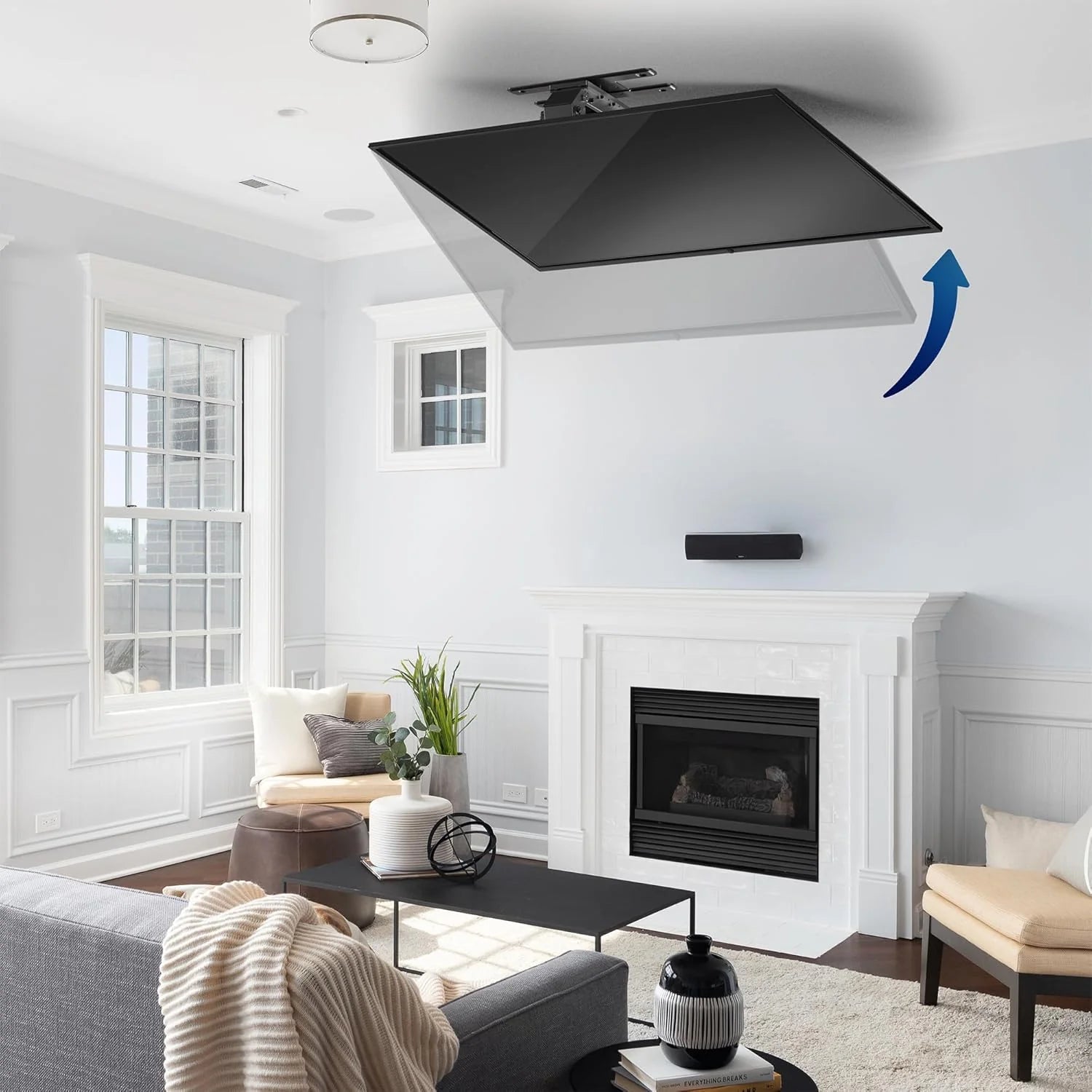 VIVO Electric Ceiling TV Mount, 37��70", Motorized, App Control, Black