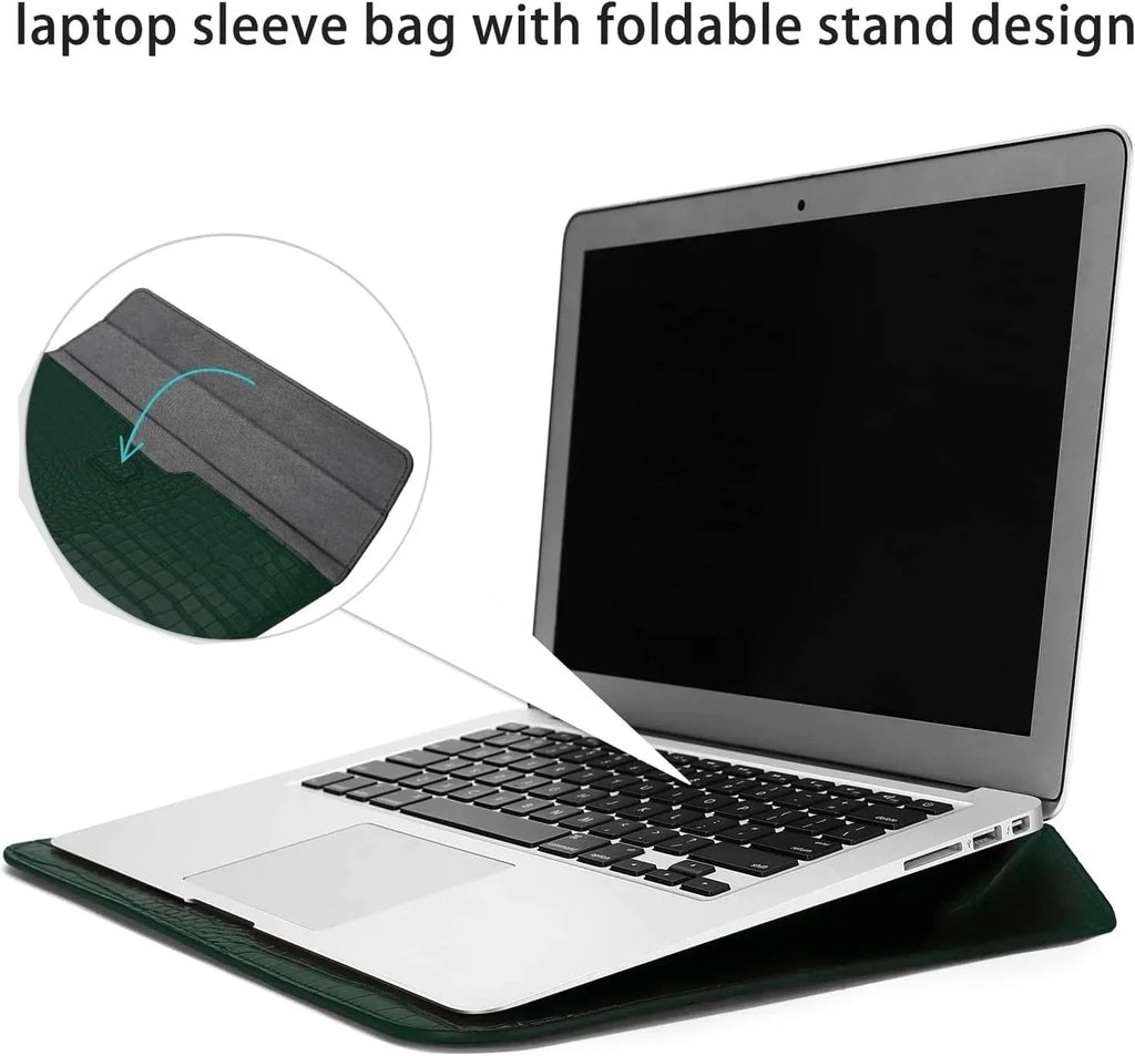 Green Faux Crocodile Laptop Sleeve Case