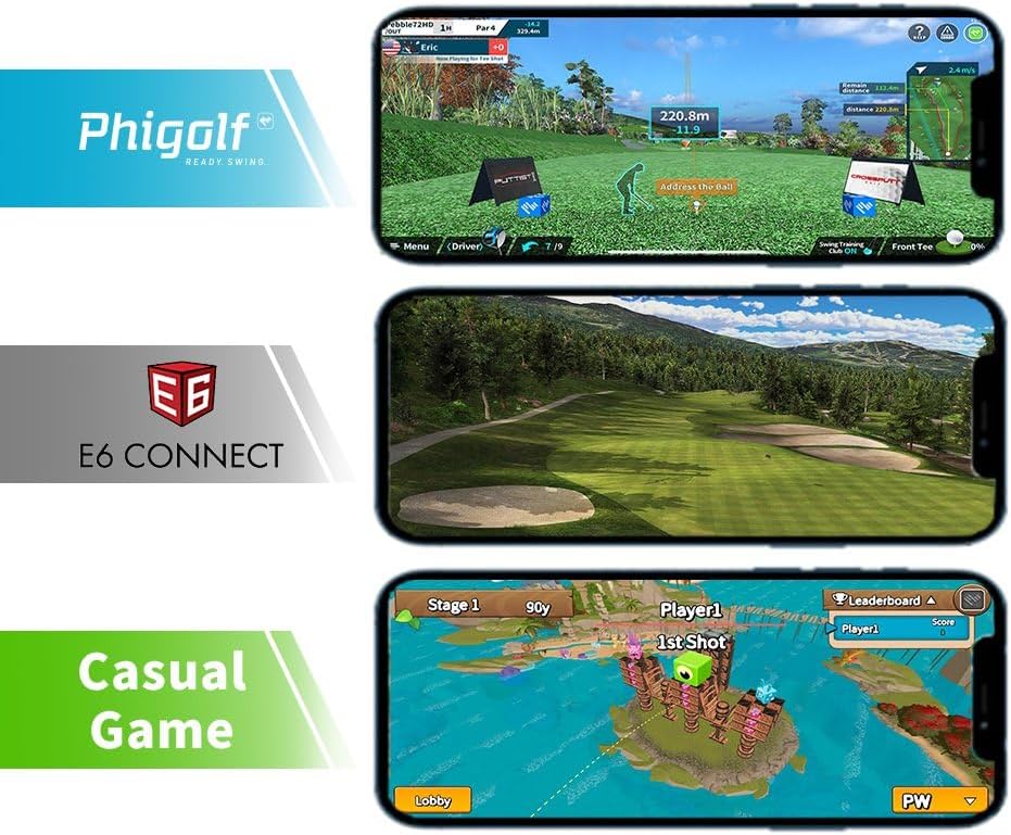 Home Golf Game Simulator: Enjoy Interactive Golf with Motion Sensor & Swing Stick for Indoor & Outdoor Fun �� 38,000+ Courses Worldwide, Compatible with Android, iOS, App & E6 Connect