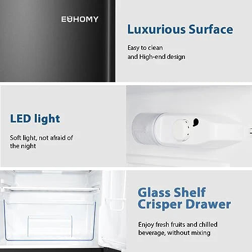 Euhomy Mini Fridge with Freezer, 3.2 Cu.Ft Mini Refrigerator with Freezer