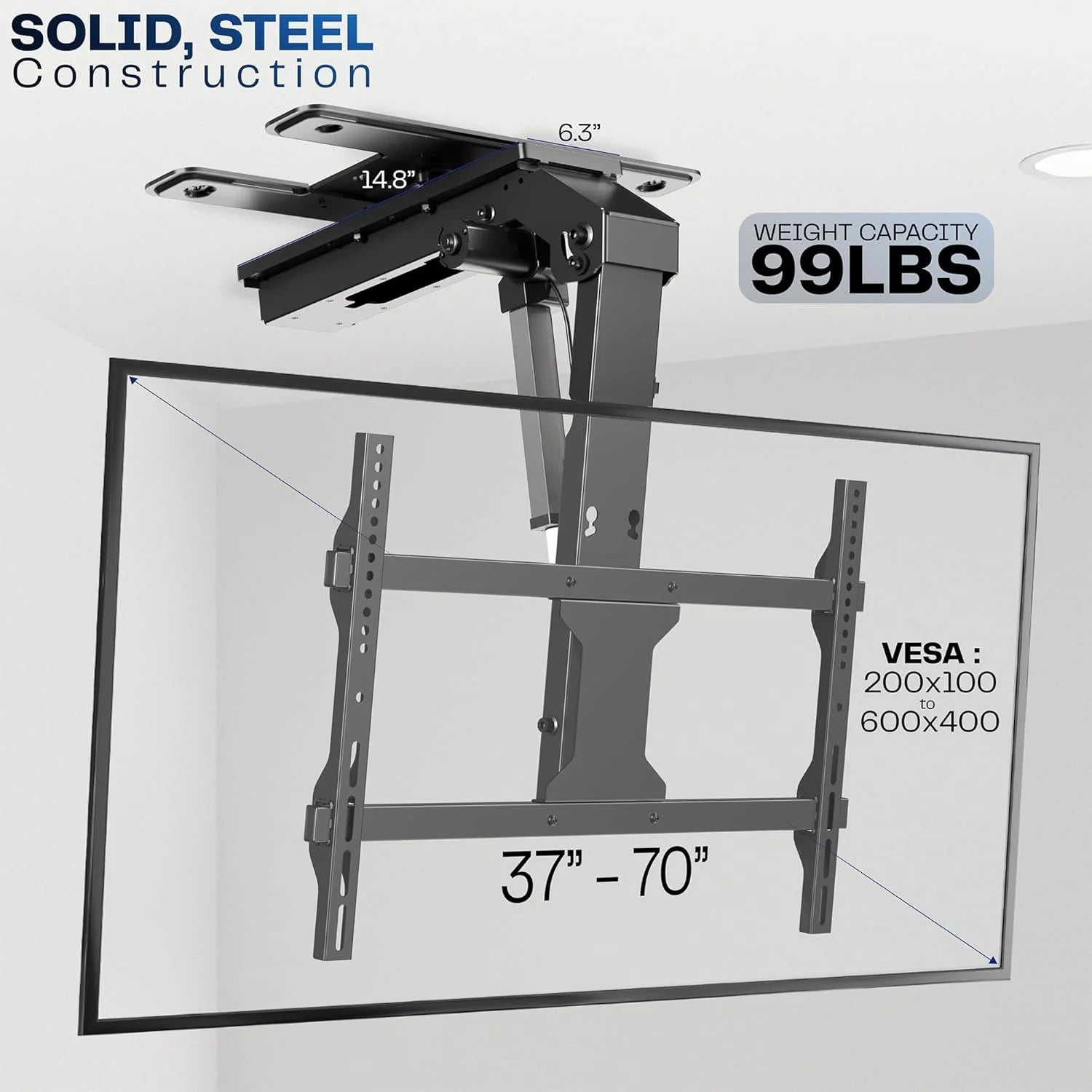 VIVO Electric Ceiling TV Mount, 37��70", Motorized, App Control, Black