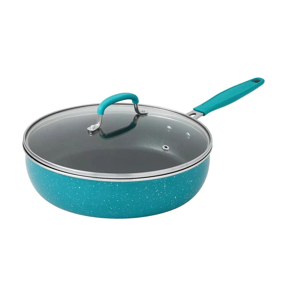 The Pioneer Woman Brilliant Blooms 38-Piece Cookware Set, Teal 锟斤拷 Complete Kitchen Solution with Floral Design