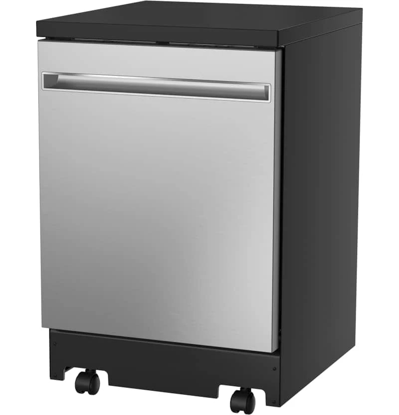GE 24 Stainless Steel Portable Dishwasher With Sanitize Cycle